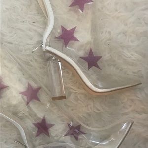Beautiful clear glitter star lucite heeled boots